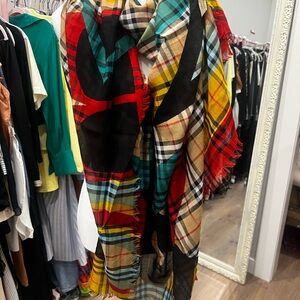 Burberry Multicolor Check Wool-Silk Fringe Scarf